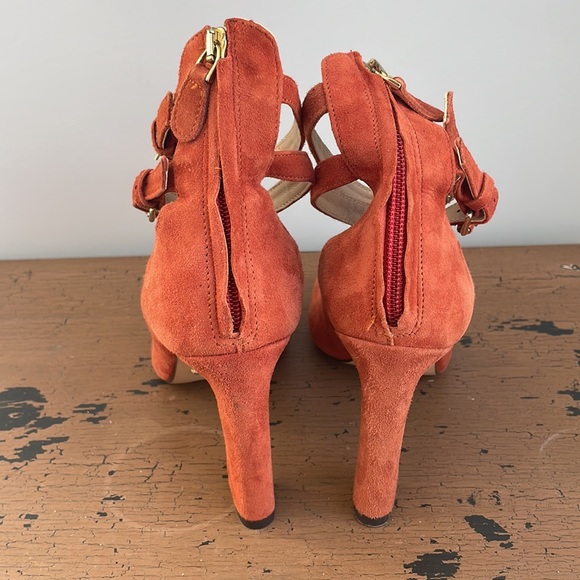 Massimo Dutti Women’s Strappy High-heels Burnt Orange Suede Size 37 (6.5 US) - Picture 8 of 13